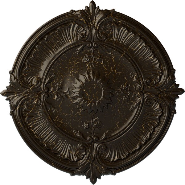 Ekena Millwork Attica Acanthus Leaf Medallion (Canopies up to 3 1/4"), 30 1/8"OD x 1 1/2"P, Stone Hearth Crackle CM30ATSHC - main